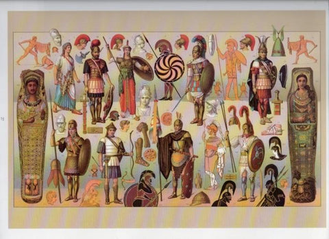 LAMINA V18322: The ancient world. The different ages of greek military costume