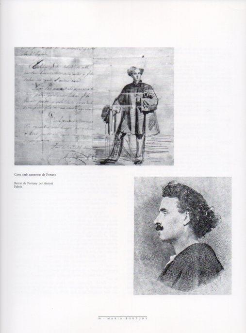 LAMINA V18473: Carta amb autorretrat de Fortuny i retrat de Fortuny per A. Fabres