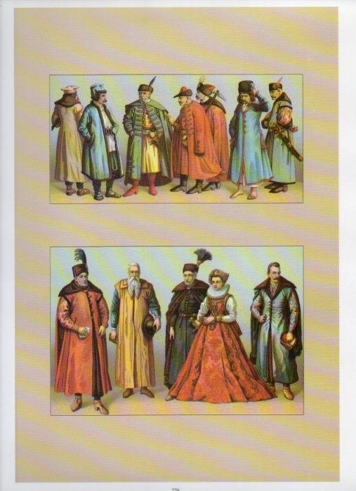 LAMINA V18443: Traditional costumes of the 1880s. Poland. Buttons and boots