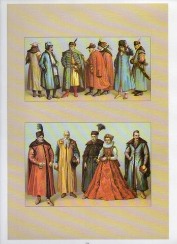 LAMINA V18443: Traditional costumes of the 1880s. Poland. Buttons and boots