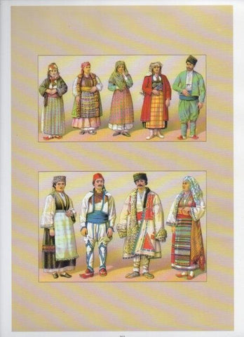 LAMINA V18445: Traditional costumes of the 1880s.The ottoman empire