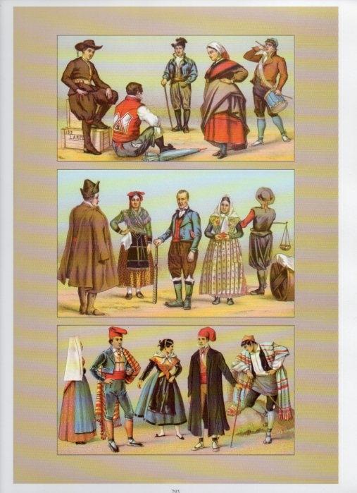 LAMINA V18450: Traditional costumes of the 1880s. Spain. 