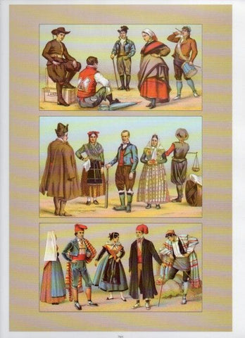 LAMINA V18450: Traditional costumes of the 1880s. Spain. 
