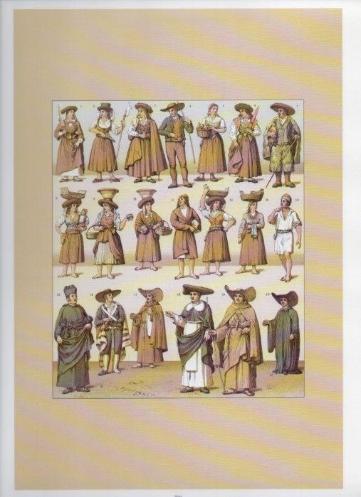 LAMINA V18453: Traditional costumes of the 1880s. Portugal. Influences of the invaders