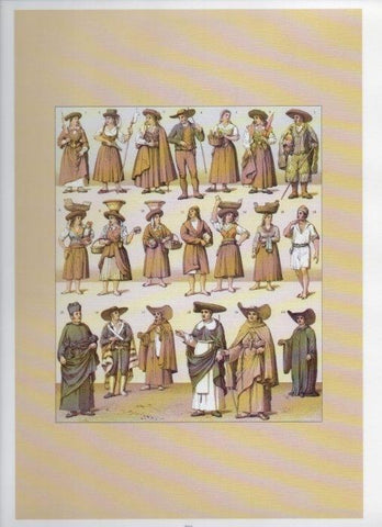 LAMINA V18453: Traditional costumes of the 1880s. Portugal. Influences of the invaders