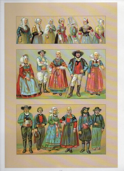 LAMINA V18457: Traditional costumes of the 1880s. France. Brittany a separate tradition