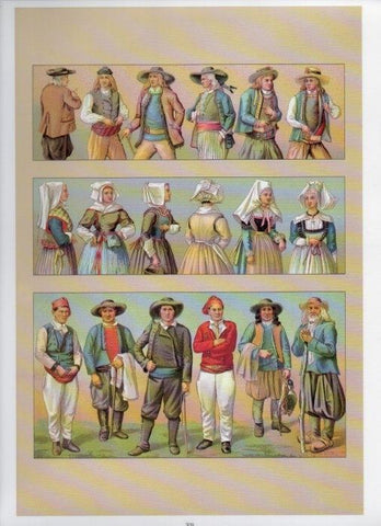 LAMINA V18458: Traditional costumes of the 1880s. France