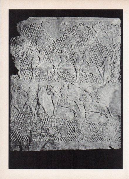 LAMINA V18520: Bajorrelieve asirio de la caballeria del ejercito de Assurbanipal