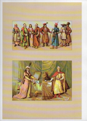 LAMINA V18441: Traditional costumes of the 1880s. Poland. Nobles and peasants