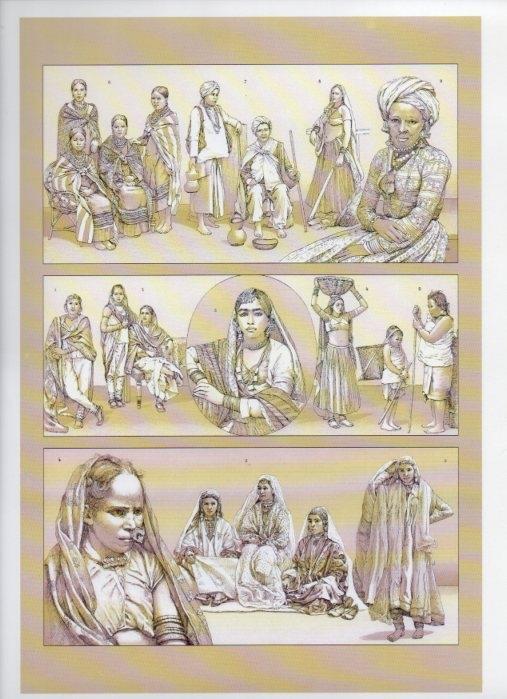 LAMINA V18358: The 19th Century antique civilizations. India. Peasant costumes