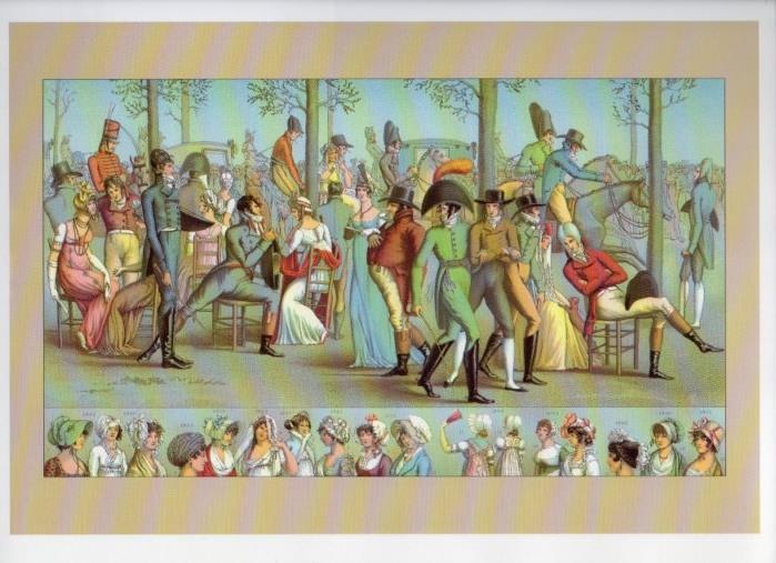 LAMINA V18424: France. The early 18th century. A promenade in the bois de Boulogne