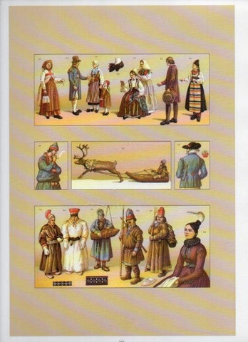 LAMINA V18425: Traditional costumes of the 1880s. Scandinavia