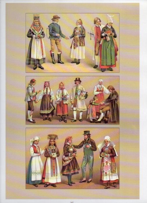 LAMINA V18427: Traditional costumes of the 1880s. Scandinavia II
