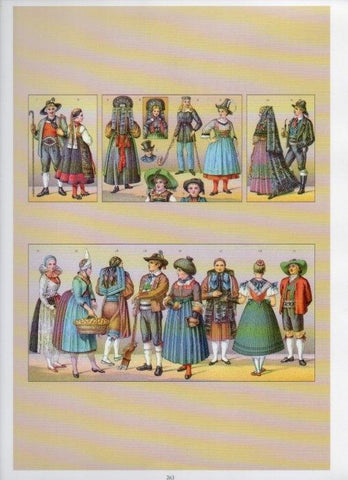 LAMINA V18435: Traditional costumes of the 1880s. Germany. The tyrol