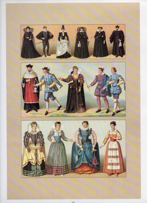 LAMINA V18396: France. The 16th century. Farthingales and wide sleeves