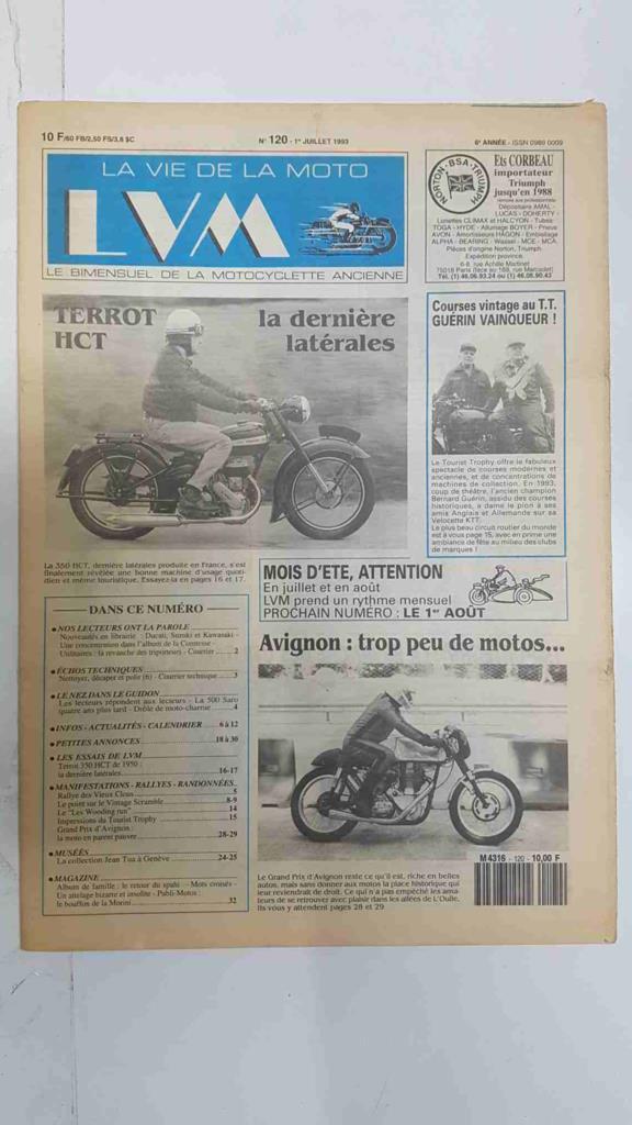 La vie de la moto  LVM numero 120 1er juillet 1993 - Terrot HCT la derniere laterales