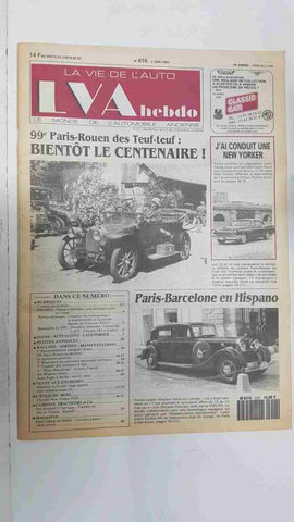 Revista, Magazine: La Vie de l'Auto LVA Hebdo num 610, 3 juin 1993 - 99e Paris-Rouen des Teuf Teuf Bientot le centenaire