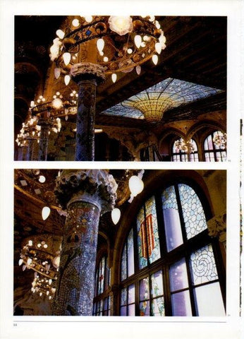 LAMINA V19431: Palau de la Musica de Barcelona. Lamparas coronas de los capiteles