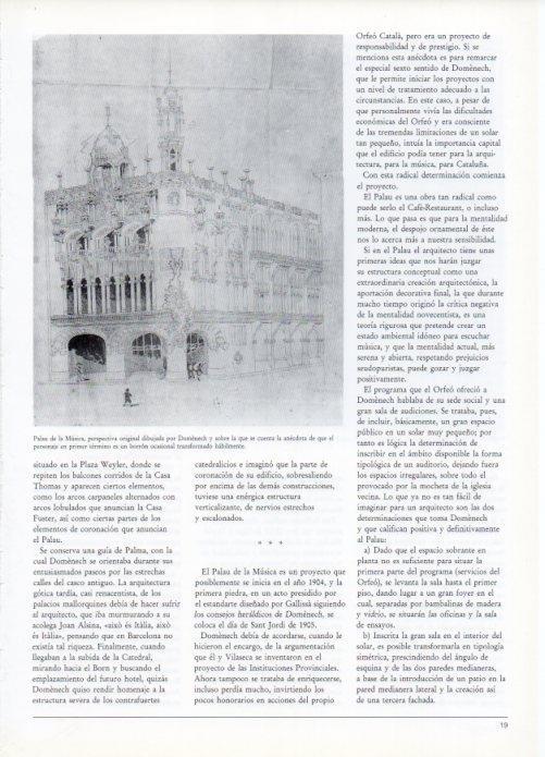 LAMINA V19401: Palau de la Musica perspectiva dibujada por Domenech i Montaner