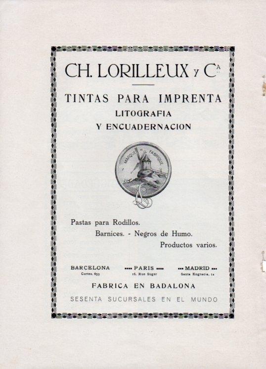 LAMINA V19789: Publicidad Ch. Lorilleux y Cia tintas para imprenta