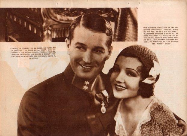 LAMINA V19745: Claudette Colbert y Maurice Chevalier