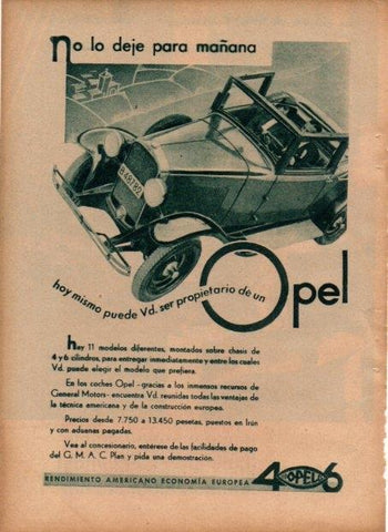 LAMINA V19756: Publicidad automovil Opel