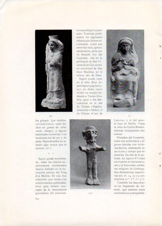 LAMINA V19801: Necropolis Puig des Molins. Estatua Diosa madre amamantando