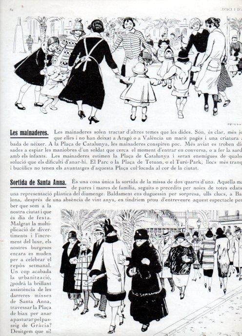 LAMINA V19816: Les Mainaderes i Sortida de Santa Ana dibuixos per Ricardo Opisso