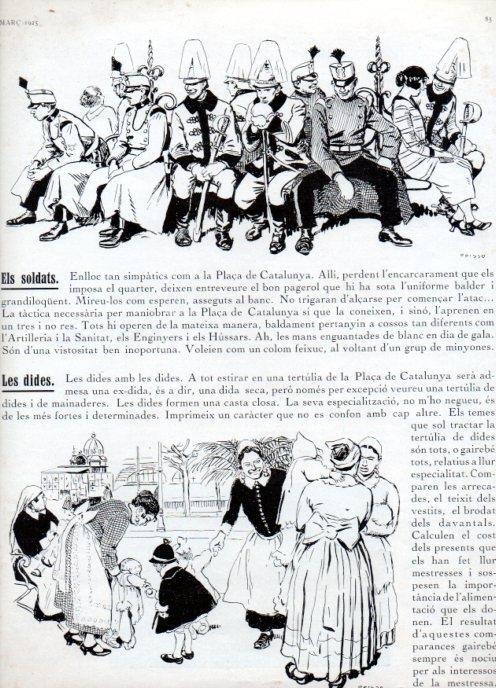 LAMINA V19817: Els soldats i Les dides dibuixos per Ricardo Opisso