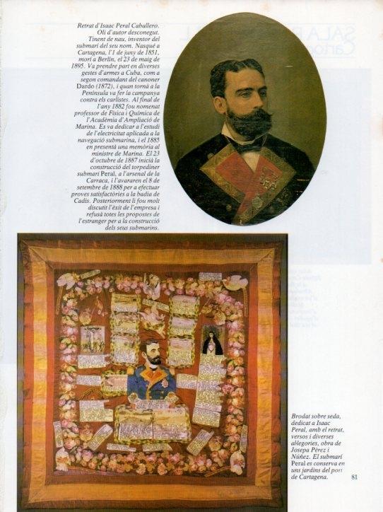 LAMINA V19651: Museu Maritim de Barcelona. Brodat dedicat a Isaac Peral per J. Perez i Nuñez
