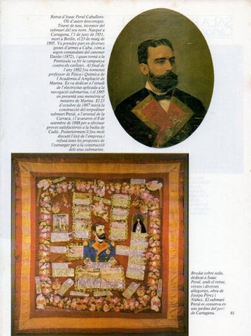 LAMINA V19651: Museu Maritim de Barcelona. Brodat dedicat a Isaac Peral per J. Perez i Nuñez