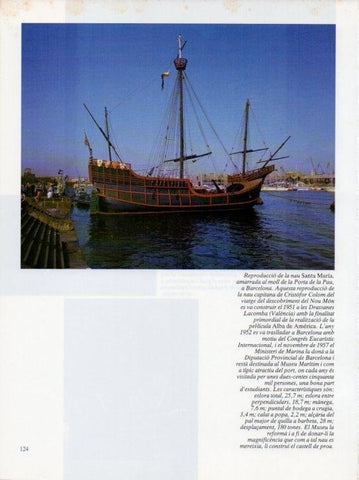 LAMINA V19671: Nau Santa Maria reproduccio al moll de la Porta de la Pau, Barcelona