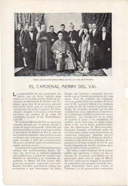 LAMINA V19676: Ultima fotografia cardenal Merry del Val en el Vaticano