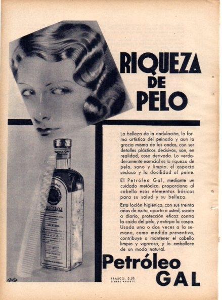 LAMINA V19719: Publicidad Petroleo Gal para el pelo