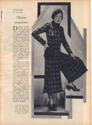 LAMINA V19730: Traje de lana escocesa modelo Jane Regny