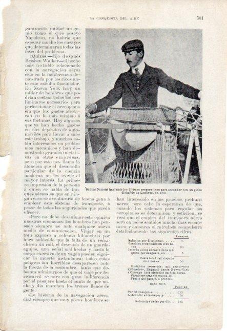LAMINA V19683: Santos Dumont en su globo en Londres 1903