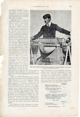LAMINA V19683: Santos Dumont en su globo en Londres 1903