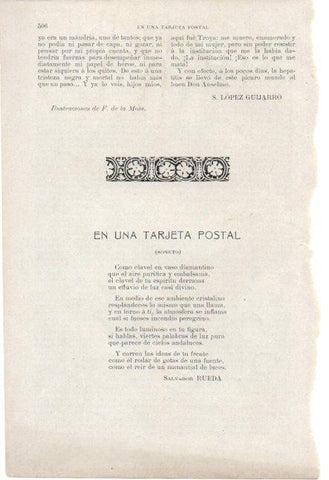 LAMINA V19684: Soneto En una tarjeta postal de Salvador Rueda