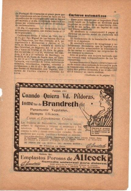 LAMINA V19696: Publicidad Pildoras Brandreth y Emplastos Porosos de Allcock