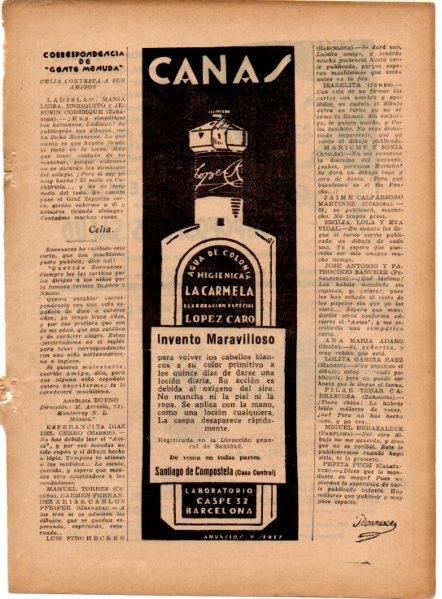 LAMINA V19704: Publicidad La Carmela agua de colonia higienica