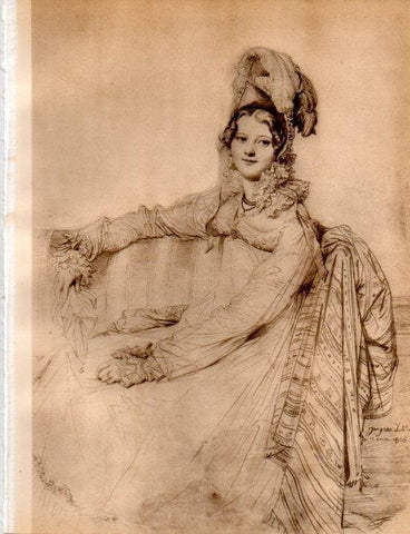 LAMINA V19035: Retrato de una mujer por Jean-Auguste Ingres