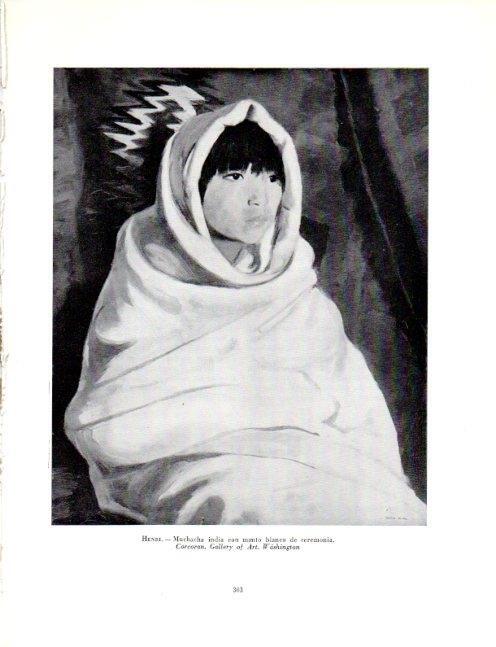 LAMINA V19101: Muchacha india con manto blanco de ceremonia por Robert Henri