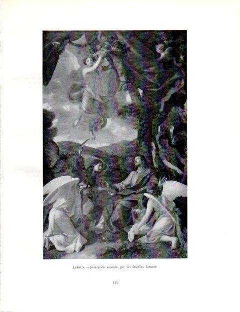 LAMINA V19014: Jesucristo asistido por los angeles por Charles Lebrun