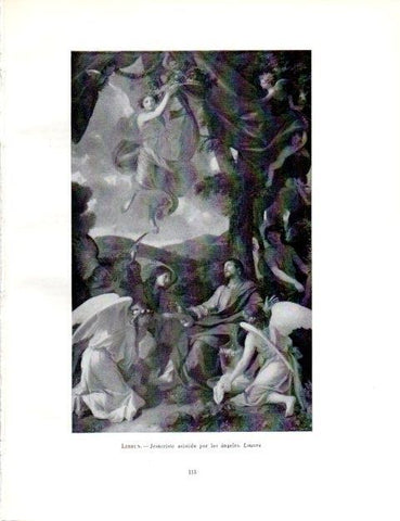 LAMINA V19014: Jesucristo asistido por los angeles por Charles Lebrun