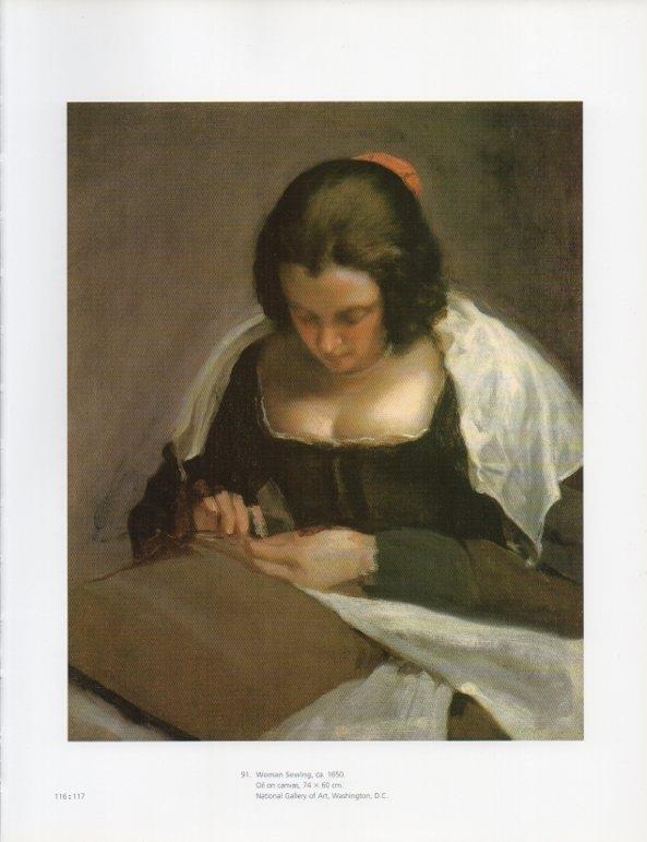 LAMINA V18950: Velazquez. Woman Sewing  Velazquez.1650