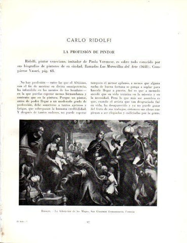 LAMINA V19005: La Adoracion de los Reyes Magos por Carlo Ridolfi