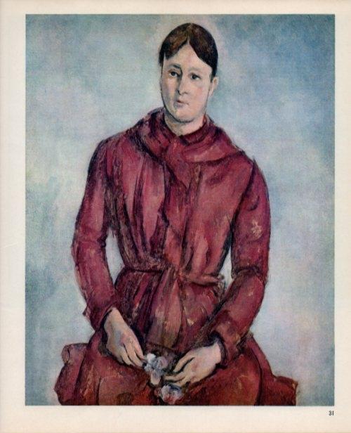LAMINA V18969: Cezanne. Portrait of Mme Cezanne in red