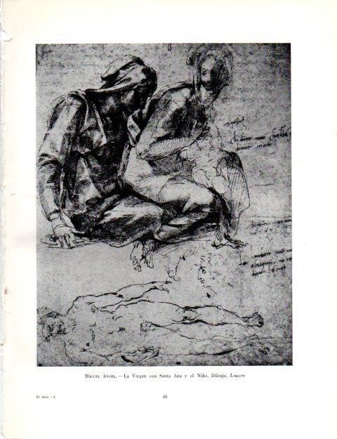 LAMINA V18980: La Virgen con Santa Ana y el Niño por Miguel Angel