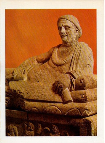 LAMINA V19309: Sarcofago etrusco romano representado a un magistrado