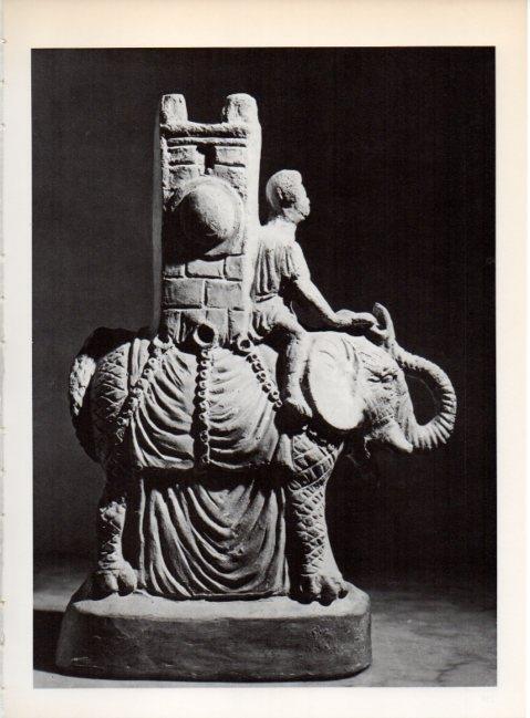 LAMINA V19264: Elefante de guerra con soldado terracota de Pompeya